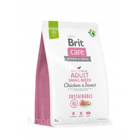 Корм Brit Care Dog Sustainable Adult Small Breed (курица и насекомые), 3 кг