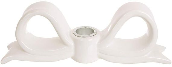 Набір 4 керамічних підсвічника "Білий Бант" 21х4х7см, свічка Ø23мм