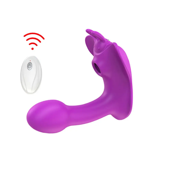 Вибромассажёр бабочка "Multifunctional butterfly", 10 режимов вибрации и вакуума, пульт д.у sexstyle