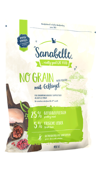 Sanabelle No Grain with Poultry Meat Беззерновой корм для взрослых кошек с птицей 400 г
