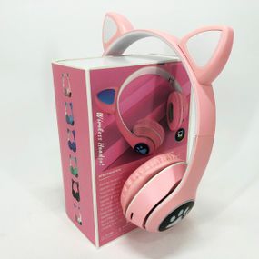 Складные наушники с блестками и кошачьими ушками, Наушники LED Bluetooth с кошачьими ушками FZ-45