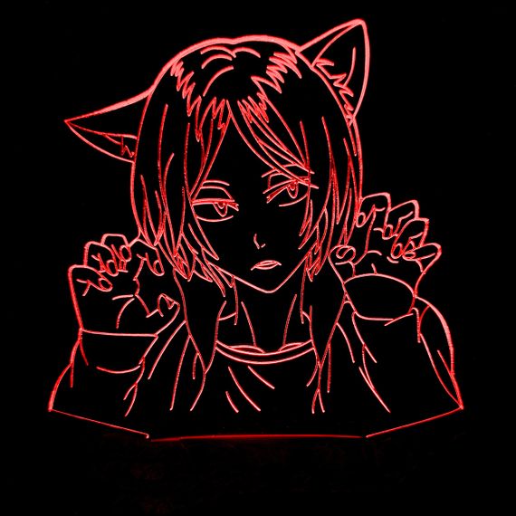 Акриловий світильник-нічник Дівчина кішка червоний tty-n000991