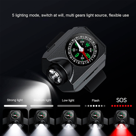 Фонарь на руку W04-LED, компас, АКБ Li-Ion, ЗУ Type-C | Зображення 4