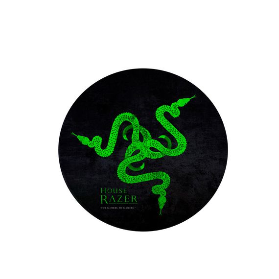 Килимок 220*220 мм тканинний RAZER 12 з боковою прошивкою (круглий), товщина 3 мм, колір Black/Green, Пакет