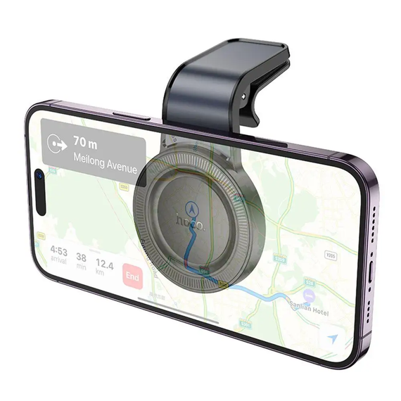 Автодержатель для смартфонов Hoco H59 магнитный из ABS и алюминия с кольцевым магнитом черный-серый | Зображення 2