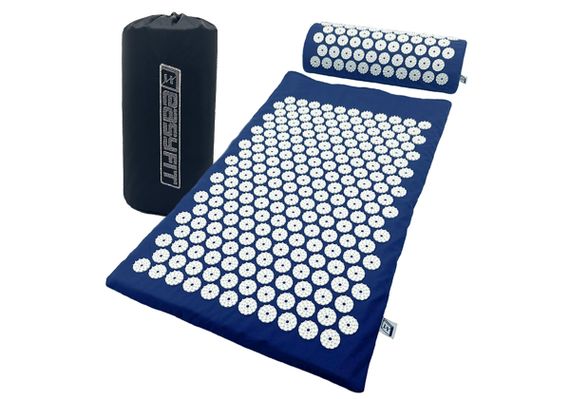 Масажний килимок Easyfit із подушкою (аплікатор Кузнєцова) Синій із білим (EF-2709-BLW)