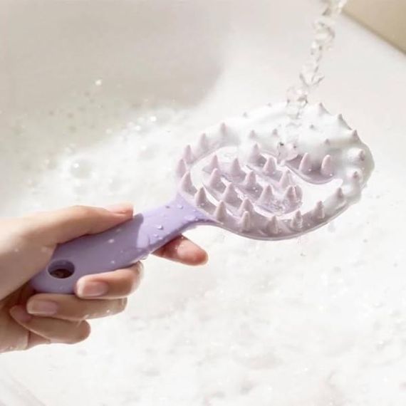 Масажна силіконова щітка для волосся Zigzag Фіолетова