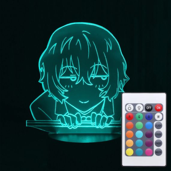 Акриловий світильник-нічник з пультом 16 кольорів Осаму Дазай tty-n000441