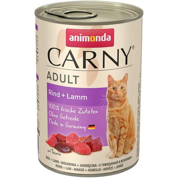 Вологий корм для дорослих котів Animonda Carny Adult яловичина та ягня 400 г (4017721837217)