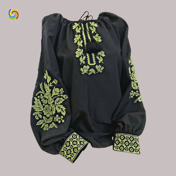 Рубашка Украинская вышиванка  32409 цвет чёрный размер L/XL