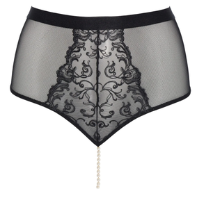 Трусики з високою талією, розрізом та перловою ниткою Bracli Vienna High Waist Brief Чорні, Чорний, M, M