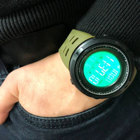 Часы наручные мужские SKMEI 2070AGWT ARMY GREEN, армейские часы противоударные. Цвет: зеленый | Зображення 2