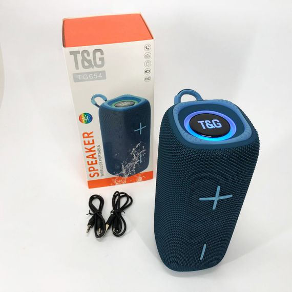 Портативная Bluetooth колонка TG654 8W с подсветкой, Аккумуляторная колонка для музыки. Цвет: синий | Зображення 1