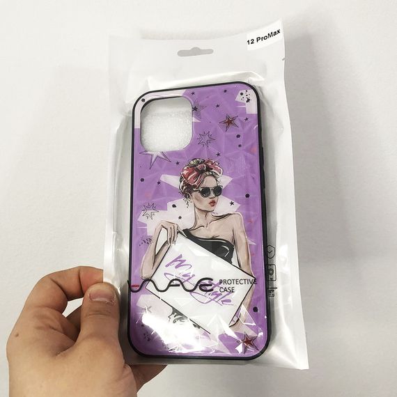 Чохол на Apple Iphone 12 Pro Max дівчина в окулярах. VM-577 Колір фіолетовий | Зображення 1