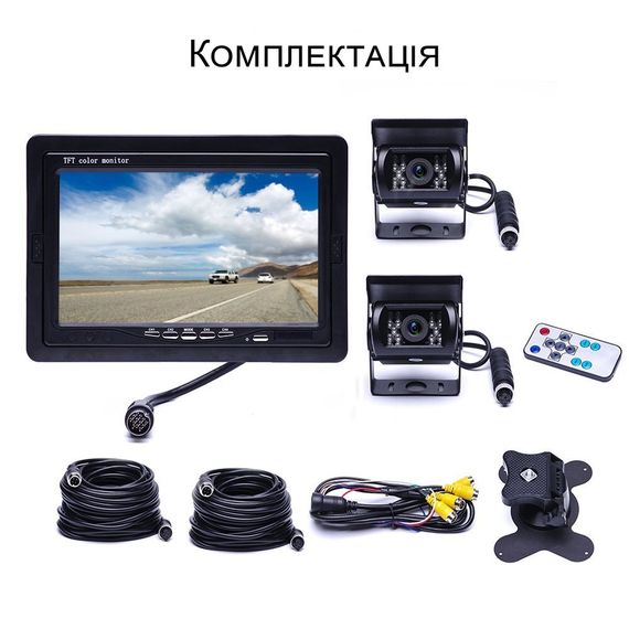 Паркувальний комплекс Podofo L0210 з 2-ма камерами заднього виду та монітором 7" дюймів на 4 канали, для вантажних автомобілів | Зображення 6