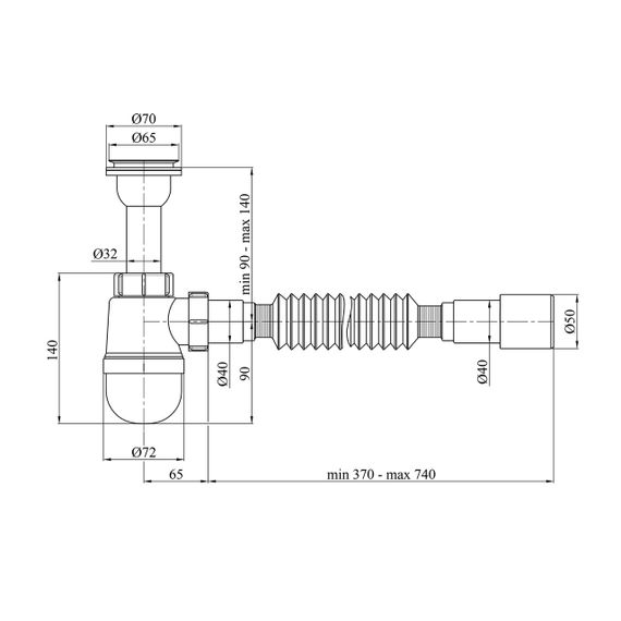 Сифон для раковини Kroner KRP - TB06 1 1/4"х40/50 мм | Зображення 1