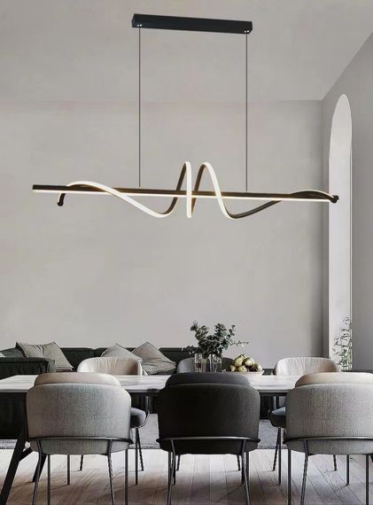 Люстра світлодіодна підвісна LED світильник для квартири на стелю лед 26972 Чорний 30-100х20х100 см. | Зображення 6