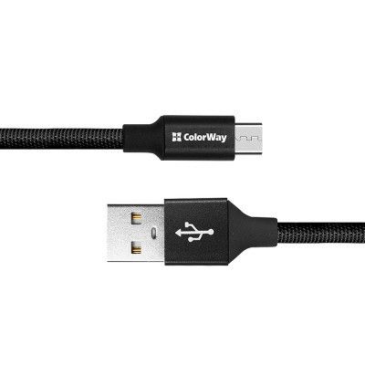 Дата кабель USB 2.0 AM to Micro 5P 0.25m black ColorWay (CW-CBUM048-BK) | Зображення 3