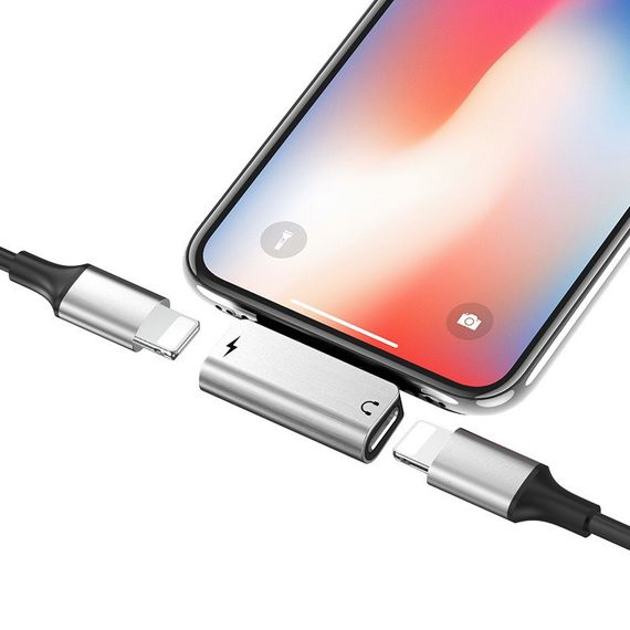 Перехідник Hoco LS24 Lightning to lightning audio/lightning Сталевий | Зображення 3
