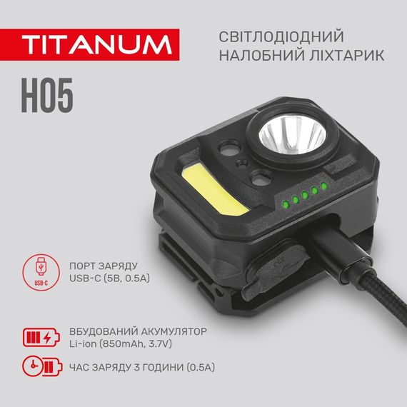 Налобний світлодіодний ліхтарик TITANUM TLF-H05 250Lm 6500K | Зображення 2