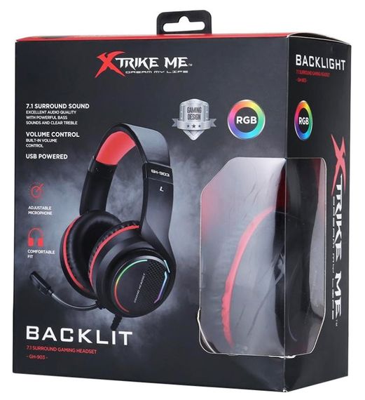 Игровые наушники Xtrike ME GH-903 для геймеров с микрофоном и RGB подсветкой проводные | Зображення 3