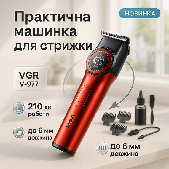 Машинка для точной стрижки бороды и волос VGR V-977, Машина для стрижки в домашних условиях ZM-84