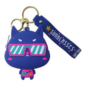 Кошелек-монетница, силиконовый, "Котик", синий