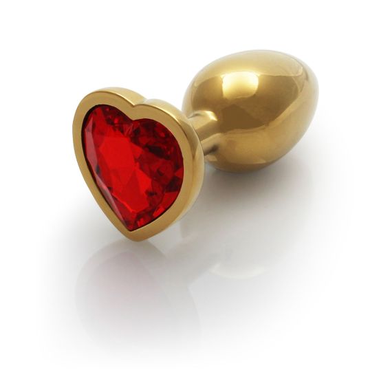 Металева анальна пробка Heart Gem, розмір S, золотисто-червоний колір Ouch! (Нідерланди) Sex Aura