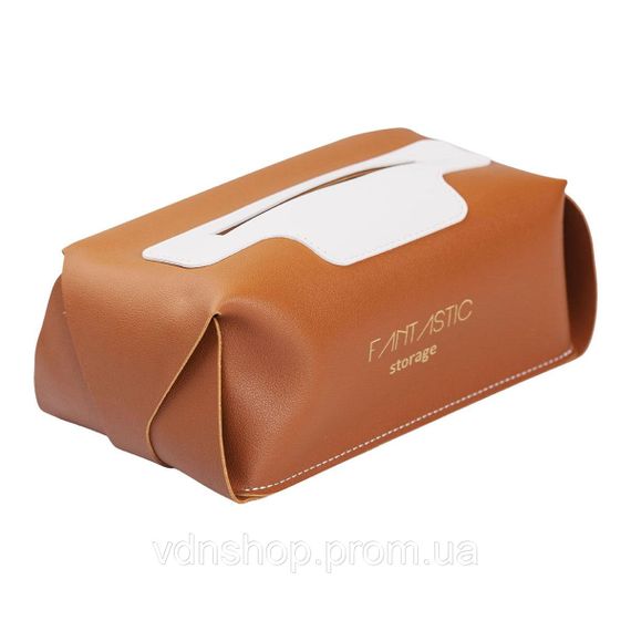 Серветниця з еко шкіри 21х12х8 см контейнер для серветок в автомобіль Коричневий HP-3-210BR | Зображення 2