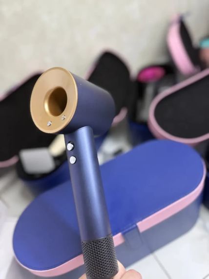 Super Hair Dryer фен с кейсом 1 насадка синій з золотим | Зображення 1