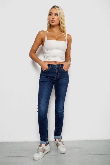 Джинси жіночі однотонні утеплені Skinny, колір синій, 244R5690 | Зображення 1