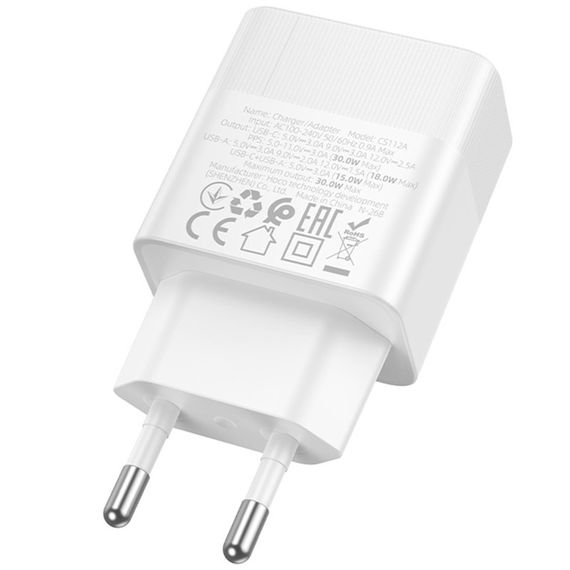 МЗП Hoco CS112A Lounge PD30W+QC3.0 (1USB-A/1C) White | Зображення 3