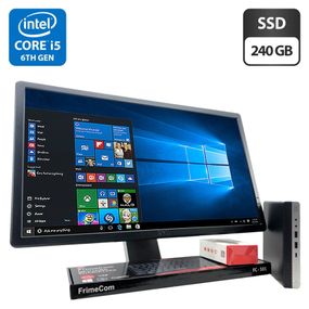 Комплект ПК: ноутбук HP EliteDesk 800 G3 Desktop Mini USFF / Intel Core i5-6500T (4 ядер по 2.5 - 3.1 GHz) / 4 GB DDR4 / 240 GB SSD / Intel UHD Graphics 630 + Монітор Dell / 24" (1920x1080) TN б/в