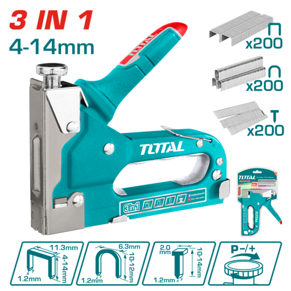 Степлер TOTAL THT31143 3 в 1 (скоби + цвяхи)