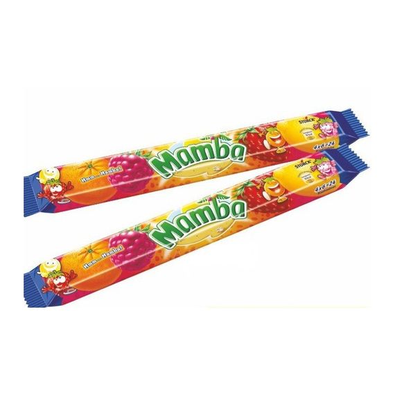 Конфеты жевательные фруктовое ассорти Mamba, 106г (4шт по 26,5г), Германия, жвачка,