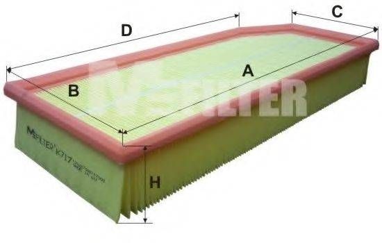 Фільтр повітряний MB (вир-во M-filter) MFILTER K717 на MERCEDES-BENZ E-CLASS Break (S210)