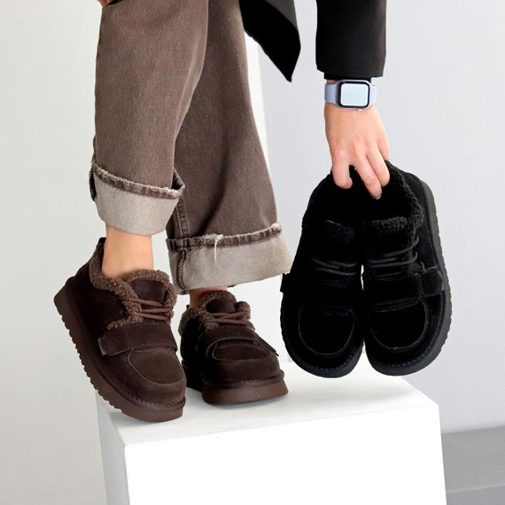 Молодежные дизайнерские зимние автоледи натуралки на липучке цвет Шоколад | Зображення 9