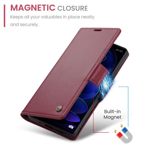 Кожаный чехол-книжка Retro Case для Xiaomi Redmi Note 12 Pro 5G / Poco X5 Pro цвет Красный | Зображення 8