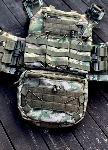 Плитоноска швидкого скидання з боковими карманами + напашник та 5 підсумків мультикам | Зображення 3