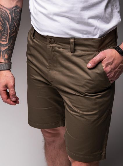 Мужские летние брючные шорты коттоновые под ремень RA2032, цвет хаки, размер XL | Зображення 1