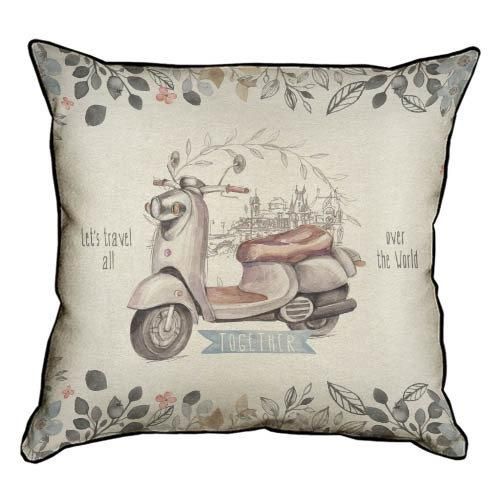 Подушка з мішковини Let`s travel all over the World together 45x45 см (45PHB_18L015_SE)