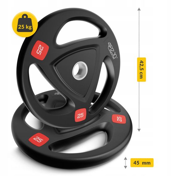 Диск олімпійський 4FIZJO 1 x 25 кг 51 мм металевий, прогумований Black (P-5905973401302) | Зображення 1