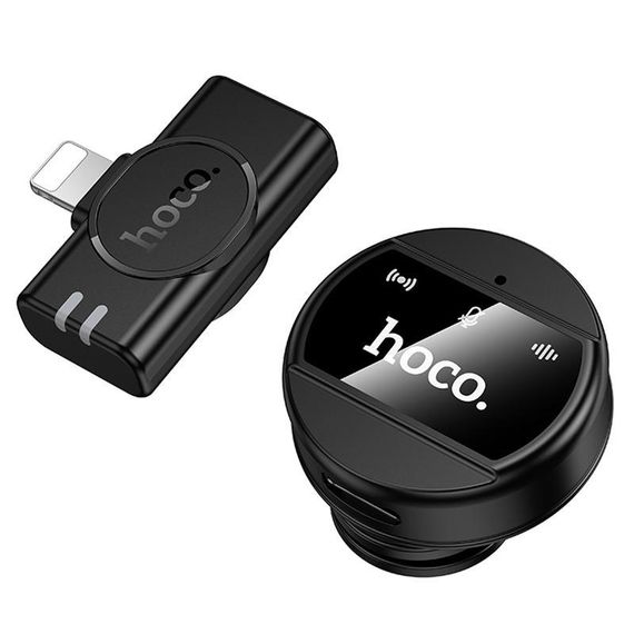 Петличный беспроводной микрофон Hoco L21 Charm Lightning Black | Зображення 1