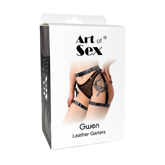 Сексуальні гартери Art of Sex - Gwen із натуральної шкіри, розмір XS-2XL, колір чорний | Зображення 3