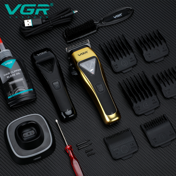 Аккумуляторная машинка для стрижки VGR V-015, 6 насадок с магнитами, 9000 RPM, 2500 mAh, LED дисплей | Зображення 2