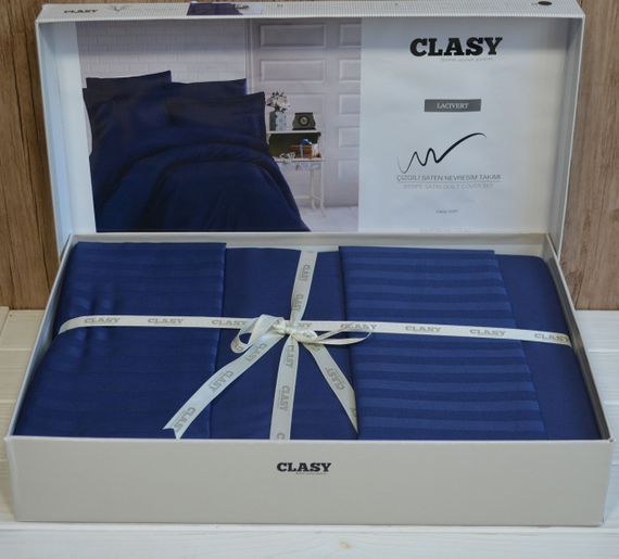 Постільна білизна Clasy Stripe Satin 200х220 Lacivert | Зображення 1