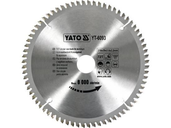 Диск пиляльний по алюмінію 210х30х3.0x2.2мм 72 зубці Польща YATO YT-6093