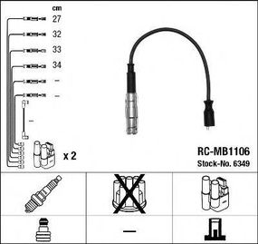 Комплект дротів запалювання (вир-во NGK) NGK RCMB1106 на MERCEDES-BENZ A-CLASS (W169)