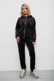Спортивный костюм женский велюровый, цвет черный, 257R4119