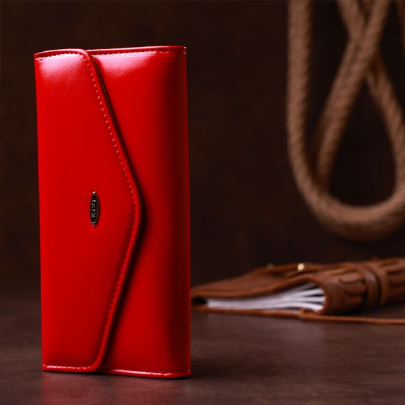 Кошелек женский конверт из гладкой экокожи KIVI 19069 Красный | Зображення 7
